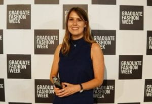 Hannah with Graduate Fashion Week award
