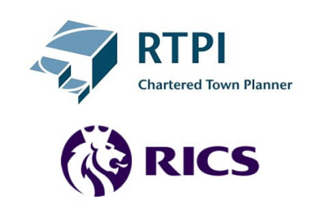 Logos for: The Royal Town Planning Institute and the Royal Institute of Chartered Surveyors