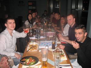 On the Jaguar trip, the Logistics and Retail students enjoyed a meal together the night before the visit 