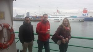Students standing by the Port of Southampton