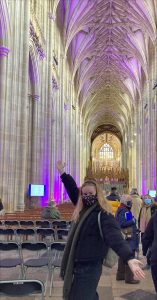 An International Tourism Management student in Winchester Cathedral