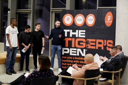 Business students presenting at Tigers Pen