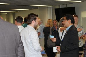 Groups of people networking in Elm House