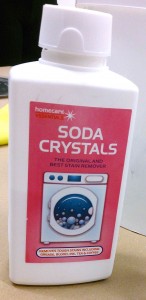 soda crystals were used to help dissolve the pigment.