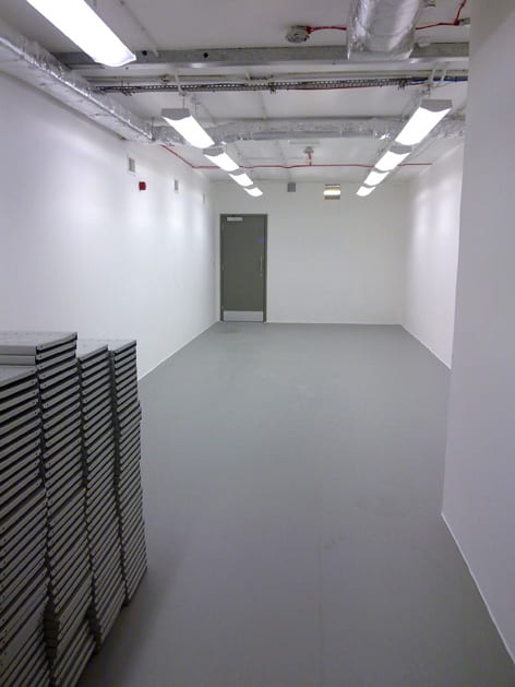 A picture showing the new Design Archives storage area space before archival shelving was installed. University of Brighton Design Archives.