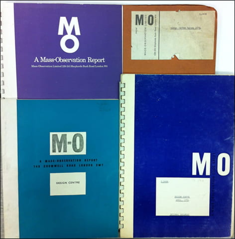 A colour photograph of four Mass-Observation Reports
