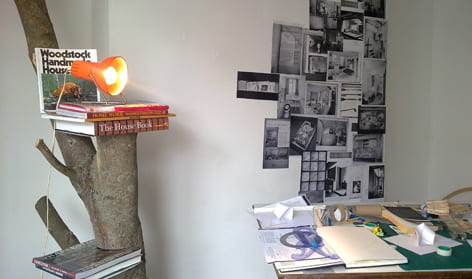 An installation entitled 'Living Rooms', curated by Samuel Dowd, in place at the Permanent Gallery, Brighton. Dowd used the Design Council and Joseph Emberton archives extensively. These are both housed at the University of Brighton Design Archives.