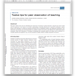 Twelve tips for peer observation of teaching (Med Ed 29(4) 2007)