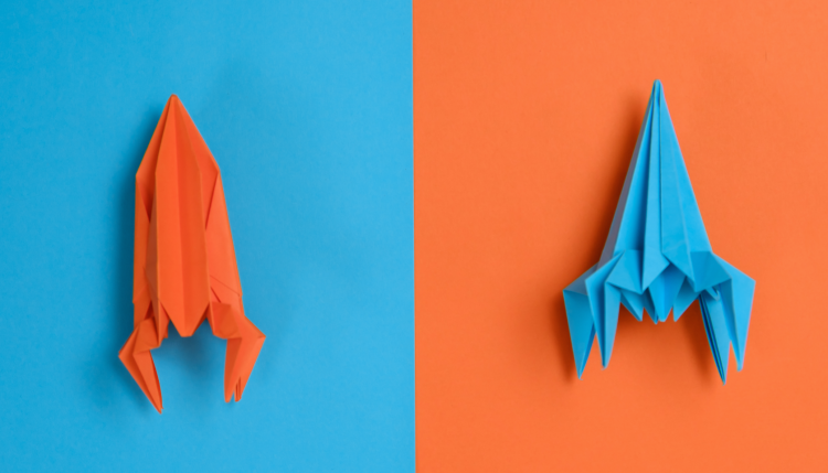 two images of origami