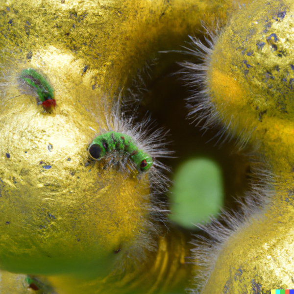 Image credit: DALL.E 2 and Baker, S.E, 2023, ‘Hairy Caterpillars Colonising a Jeff Koons Sculpture’
