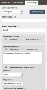 Form settings options