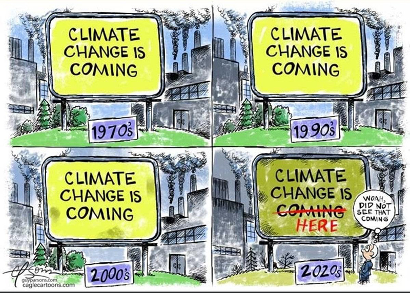 Climate change is coming cartoon by Guy Parsons 
