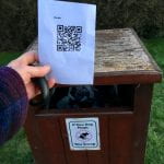 Photo of QR code on poo bin