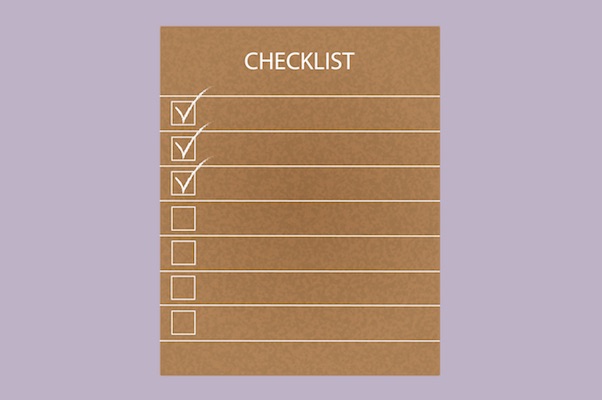 Drawn checklist with purple background