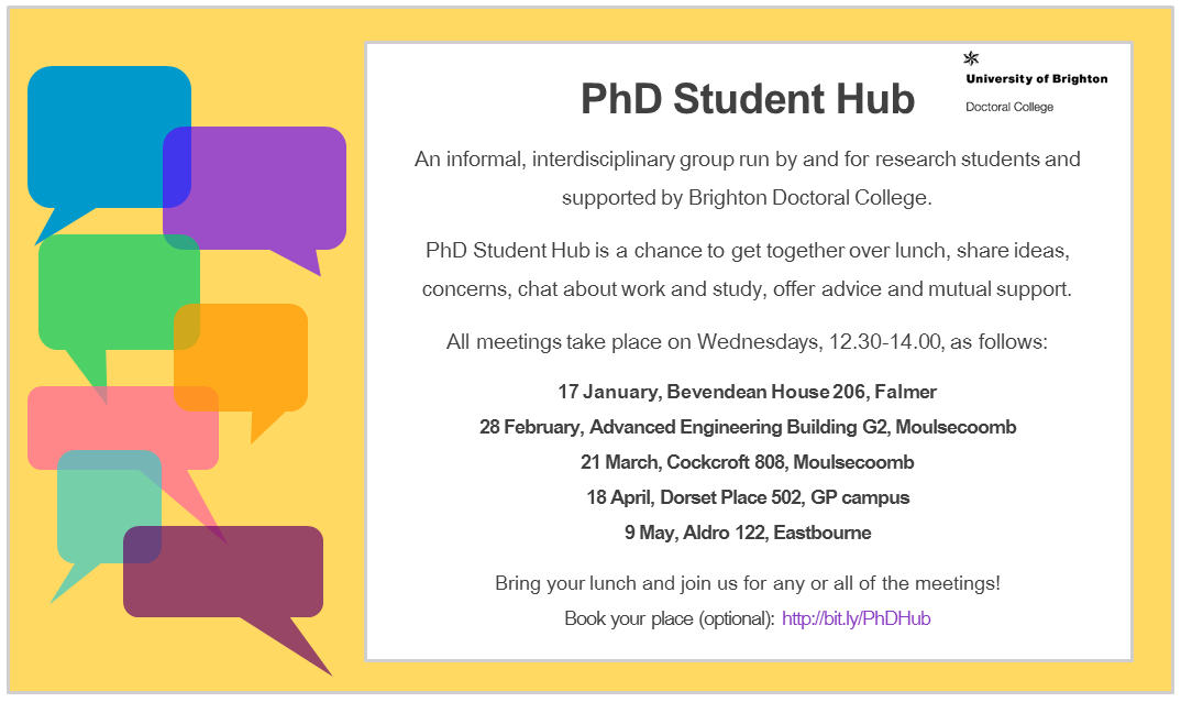 PhD advertising flyer with dates