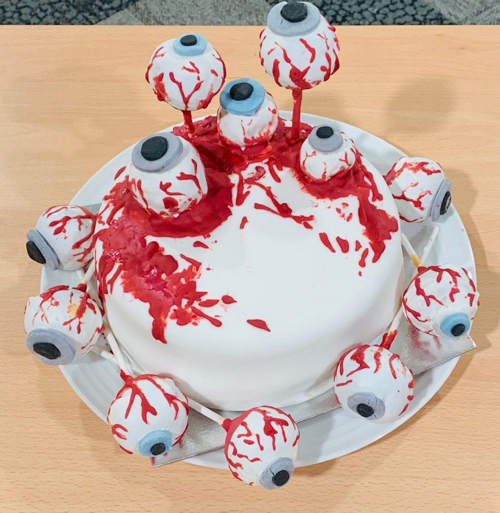 Cake with decorative eyeballs