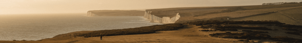 White cliffs and sea of Sussex coast
