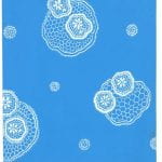 Cloth design lace flowers in white on sky blue from Walter Fielden Royle collection