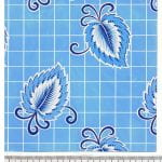 Cloth design leaves in white on sky blue from Walter Fielden Royle collection