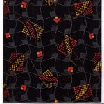 Fabric design dark red and black from Walter Fielden Royle collection