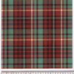 Fabric design green and red tartan pattern on dark background from Walter Fielden Royle collection