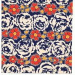 Flower head design in white and red from Walter Fielden Royle collection