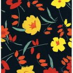Petal design in yellow and red on black s from Walter Fielden Royle collection