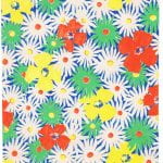 Fabric design daisies and poppies clustered from Walter Fielden Royle collection