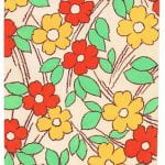 Fabric design drawn flowers in red and yellow from Walter Fielden Royle collection