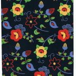 Fabric design of small yellow and red flowers on dark background from Walter Fielden Royle collection