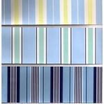 Striped designs in various blue and yellow colours from Walter Fielden Royle collection