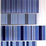 Striped designs in various blue shades from Walter Fielden Royle collection