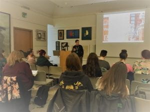 Art PGCE trainee teachers attending a presentation at Pallant House