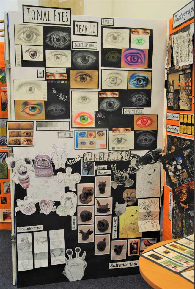 Art and Design PGCE trainee display - Tonal Eyes