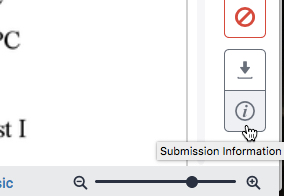 Screenshot of the submission info button