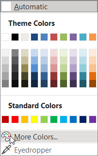 Screenshot of a mouse pointing to the 'More colors...' option in PowerPoint for a shape fill color