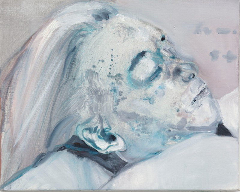 painting from photograph of the dead Marilyn Monroe