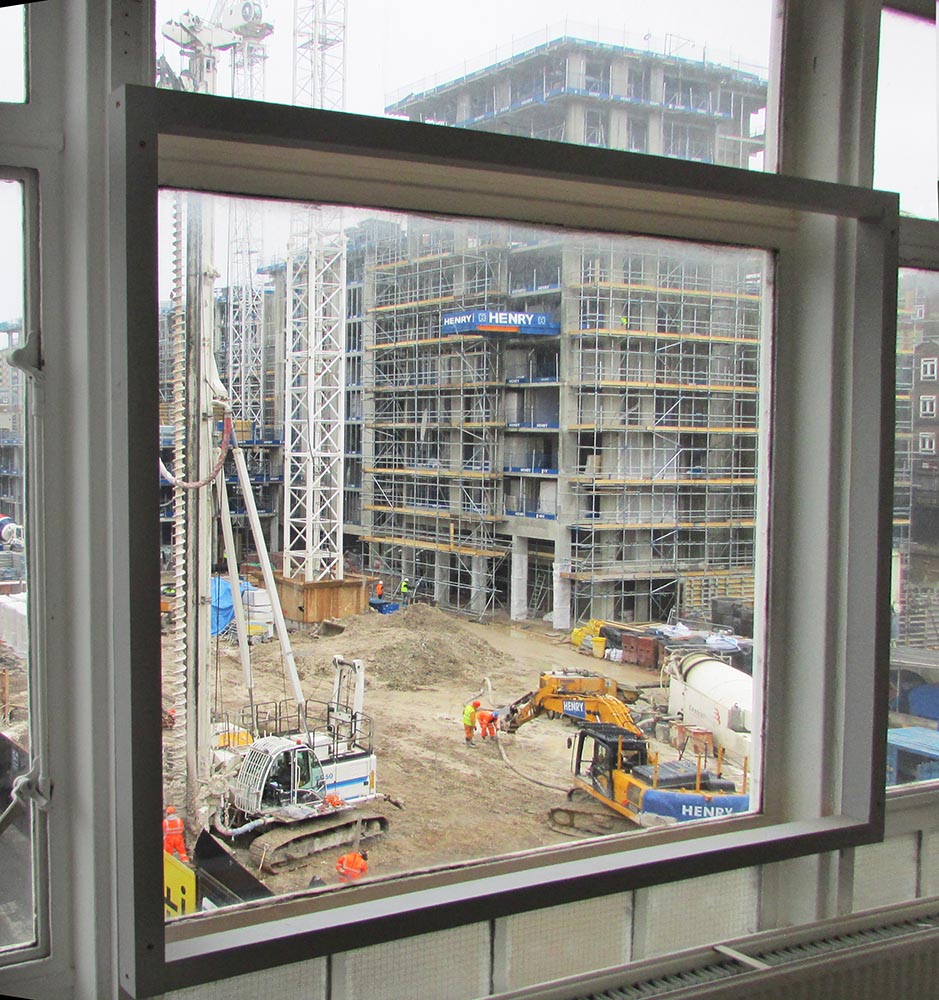 building site through window
