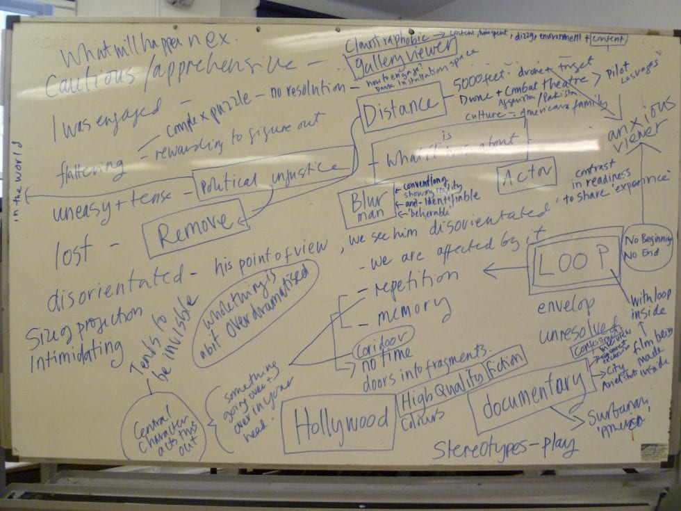 whiteboard with notes