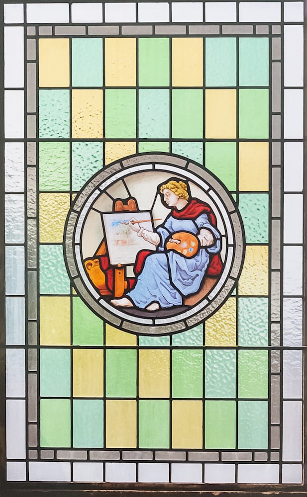 Art school stained glass window
