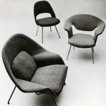 Three different cushioned easy chair designs