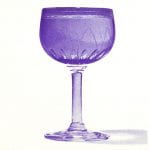 Poster showing a purple wine glass and text on white background