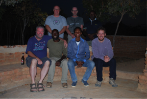 Team photograph at the end of the fieldwork session.  Back row, left - right: Professor David Nash, Dr Martin Bates, Dr Amandus Kwekason, Front row, left - right: Dr John McNabb, Mr Saidy Mlewa (owner of Isimila Africal Gardens and local guide), Mr Joseph Temu, Dr James Cole.
