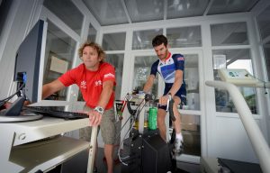 Paralympian David Stone training at the University of Brighton's Eastbourne Campus.