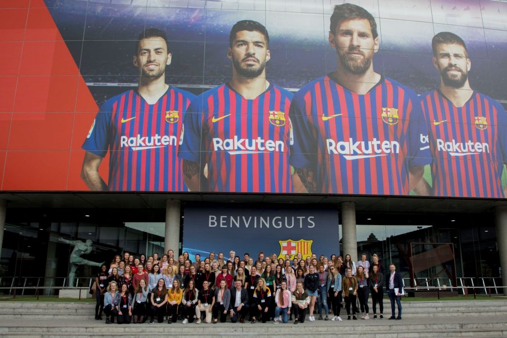 Dominique and the Women in Football group at Camp Nou