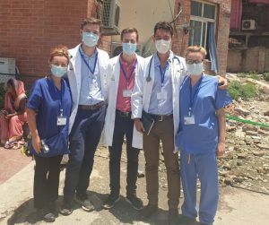 Abi Woodhams with colleagues in Nepal