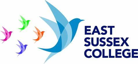 East Sussex College logo whihc has 5 flying birds as part of it