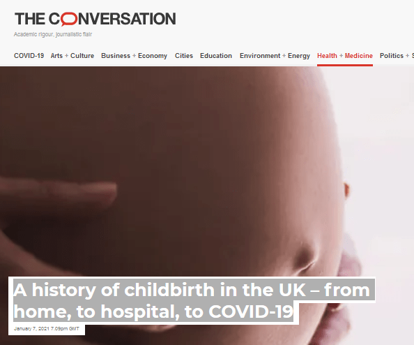 image of the Conversation page showing a pregnant woman's stomach