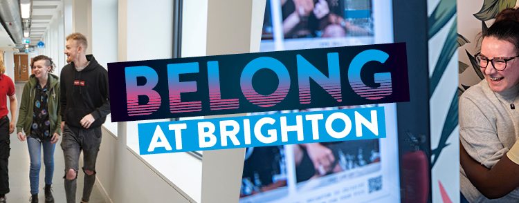 belong at Brighton graphic featuring photos of students