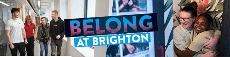 Belong at Brighton graphic with student images